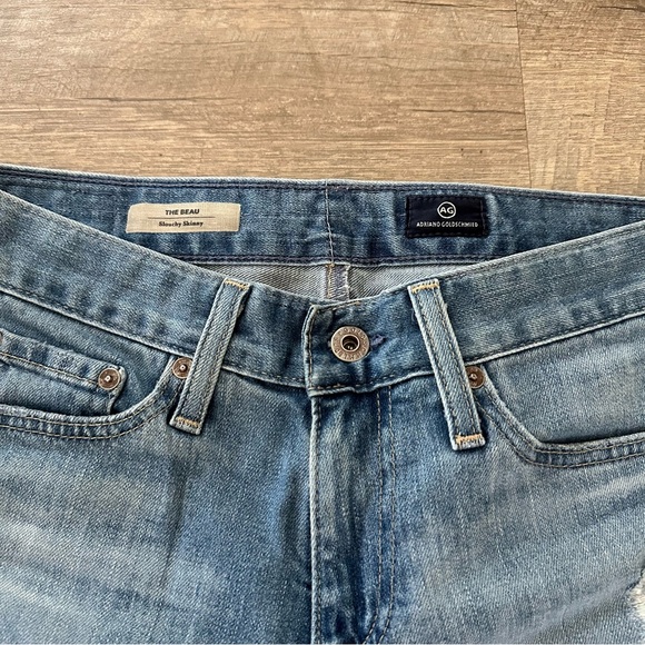 AG Adriano Goldschmied Beau Slouchy Skinny Jean Sz 24 Distressed - Picture 2 of 5